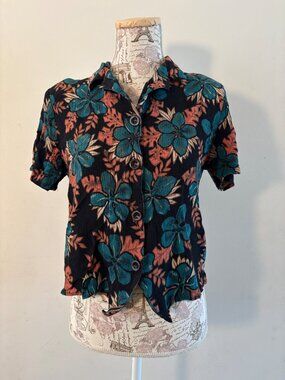 California Krush Petite Hawaiian Shirt, Womens Small